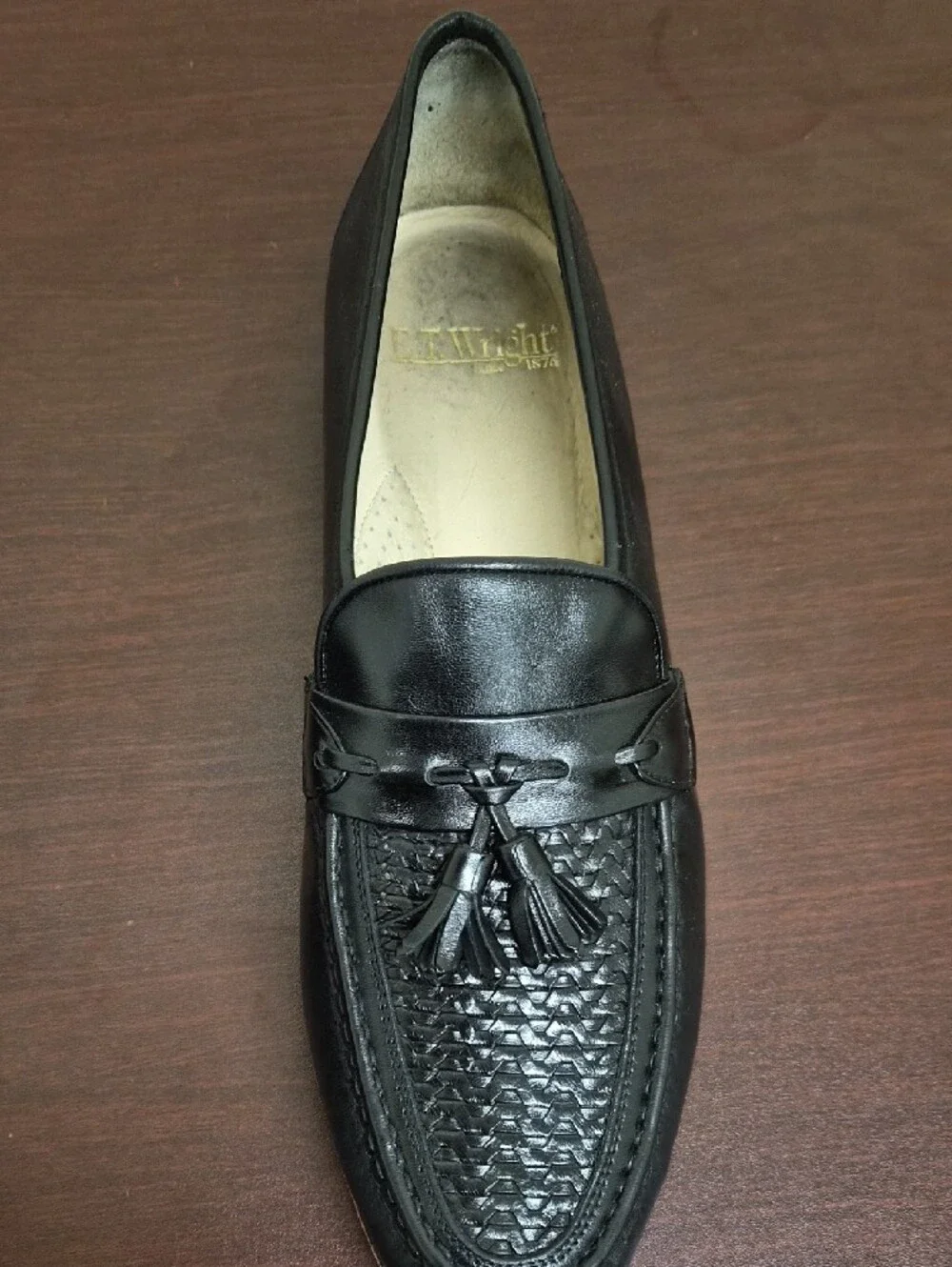 Men's Black Tassel Woven Leather Slip-On Loafers | Size 11.5